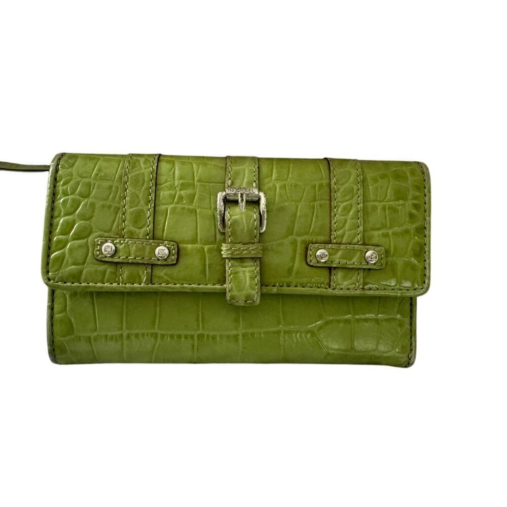 Michael Kors “Natasha” croc embossed leather wallet.